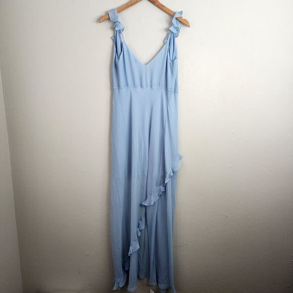NEW Rumored Ruffle Wrap Maxi Dress Blue Angel Falls S - Picture 12 of 13